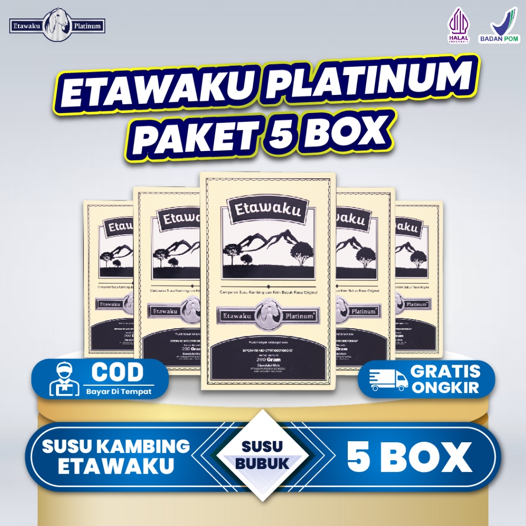 

Etawaku Platinum Paket 5 Box - Susu Kambing etawa Murni Krimer Bubuk Atasi Masalah Napas dan Sendi