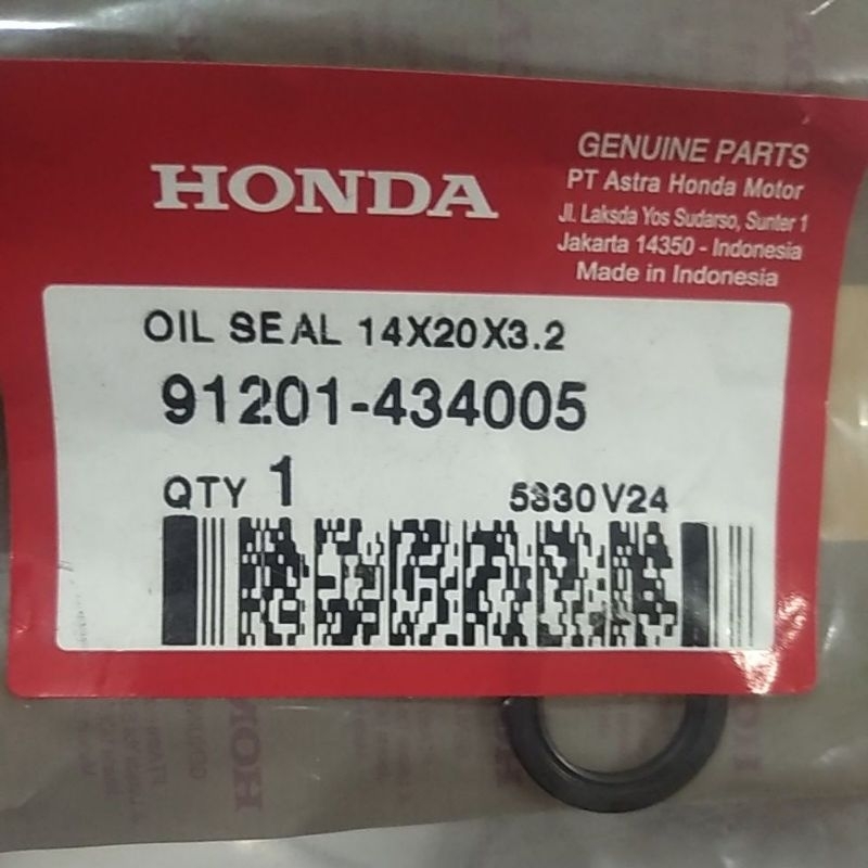 Oil seal transmisi 14x20x3.2 Beat K1A 91201-434-005