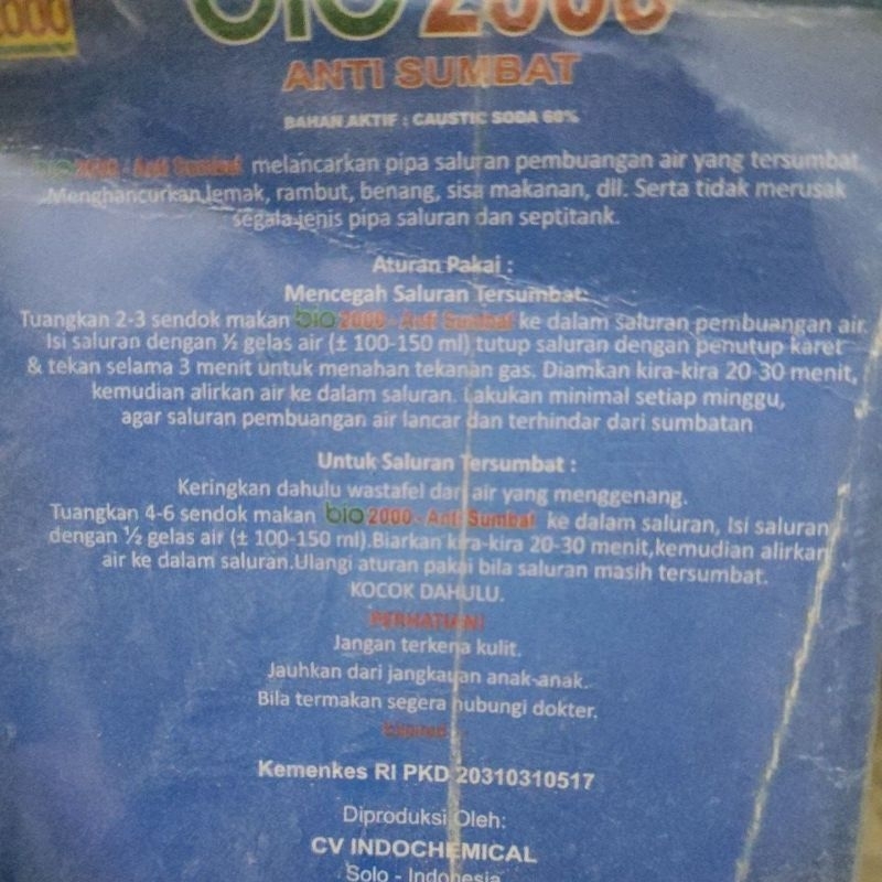 bio 2000 anti sumbat