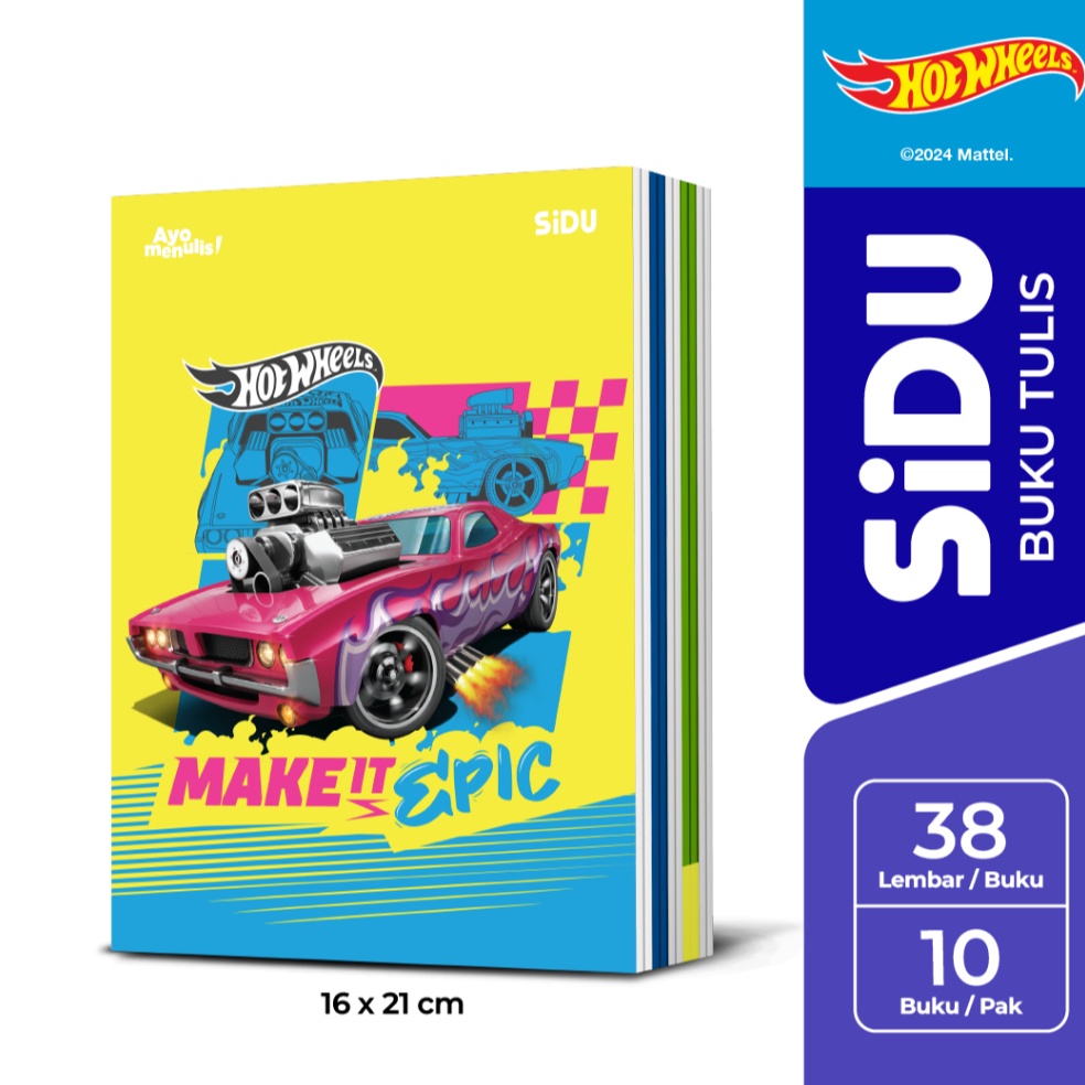 

KODE M88X SiDU Buku Tulis Hot Wheels 38 Lembar 1 buku SDU EB 38 HW