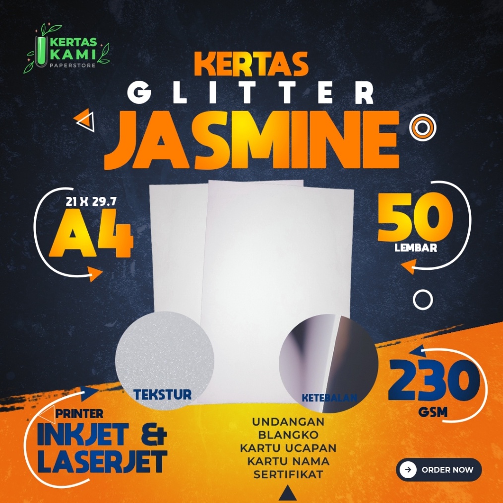 

KODE N26Q Kertas Jasmine TEBAL 23 gsm A4 isi 5 lembar Kertas Jasmine Glitter Putih A4 23 gram Kertas Blangko Undangan Karton Ijasah Sertifikat Flower ukuran A4