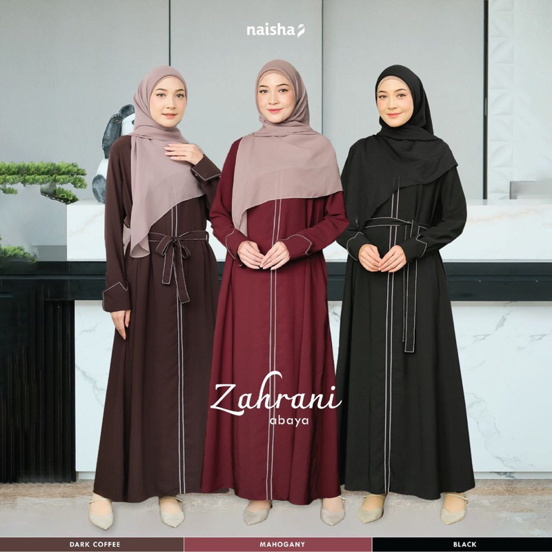 Abaya Zahrani Gamis Dress Perempuan Panjang Muslimah Umroh Polos Hitam Coklat Marun Merah GAMIS SAJA