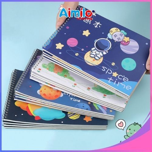 Aimilo - Buku Gambar A4 Sketchbook Mewarnai Anak Jilid Spiral Kertas Tebal 30 Lembar