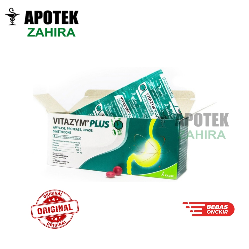 Vitazym Plus Obat Enzim Untuk Pencernaan | Perut Kembung | NyerI Lambung 1 Strip