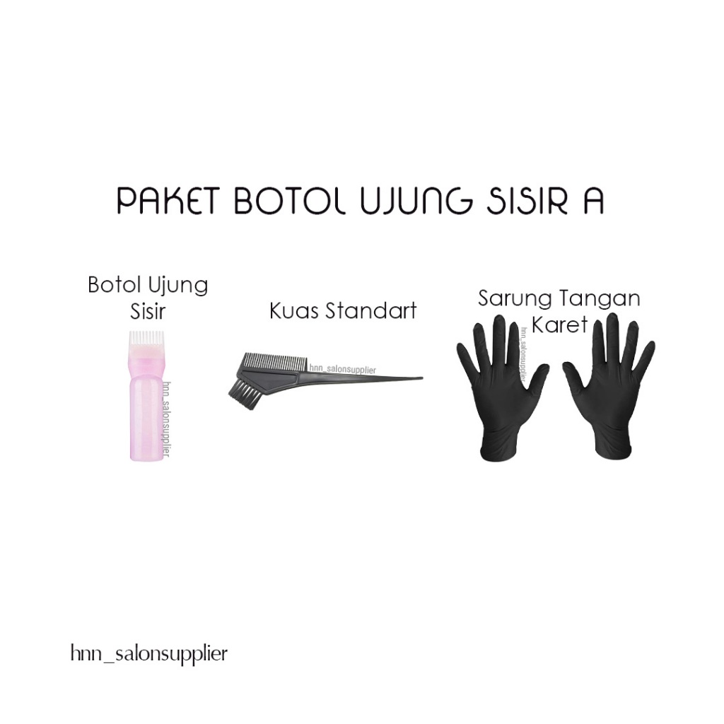 Botol Semir Cat Rambut Ujung Sisir Paket Salon Barbershop