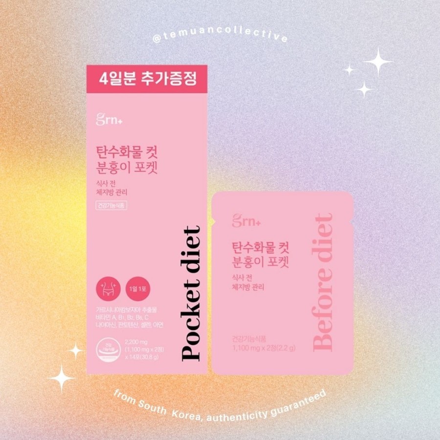 grn+ Carbohydrate Cut Pink Pocket / Body Fat Cut Green Diet 10 Pouches + Bonus 4 Pouches (14 day sup