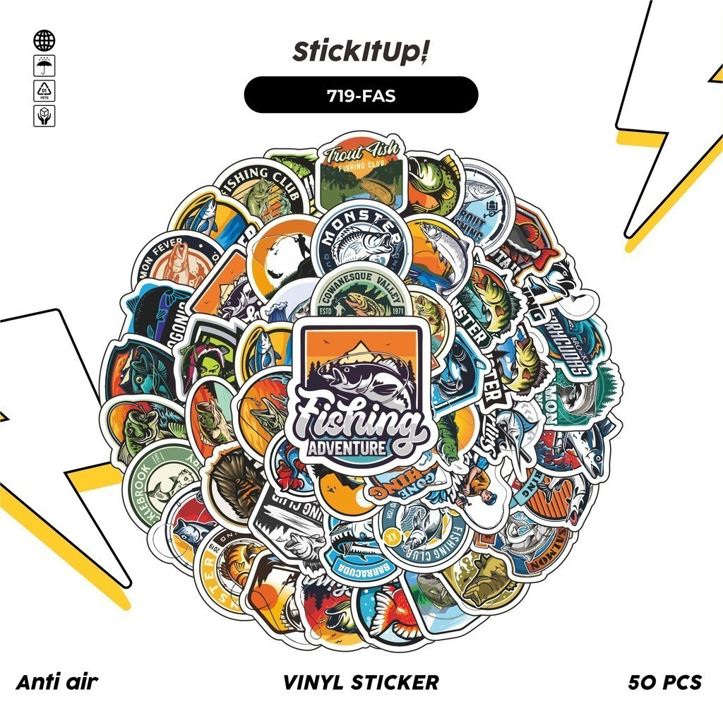 

COD✨ 100 Pcs Stiker Memancing/Fishing Lucu Anti Air Untuk Dekorasi Notebook Sepeda Skateboard Handphone DIY