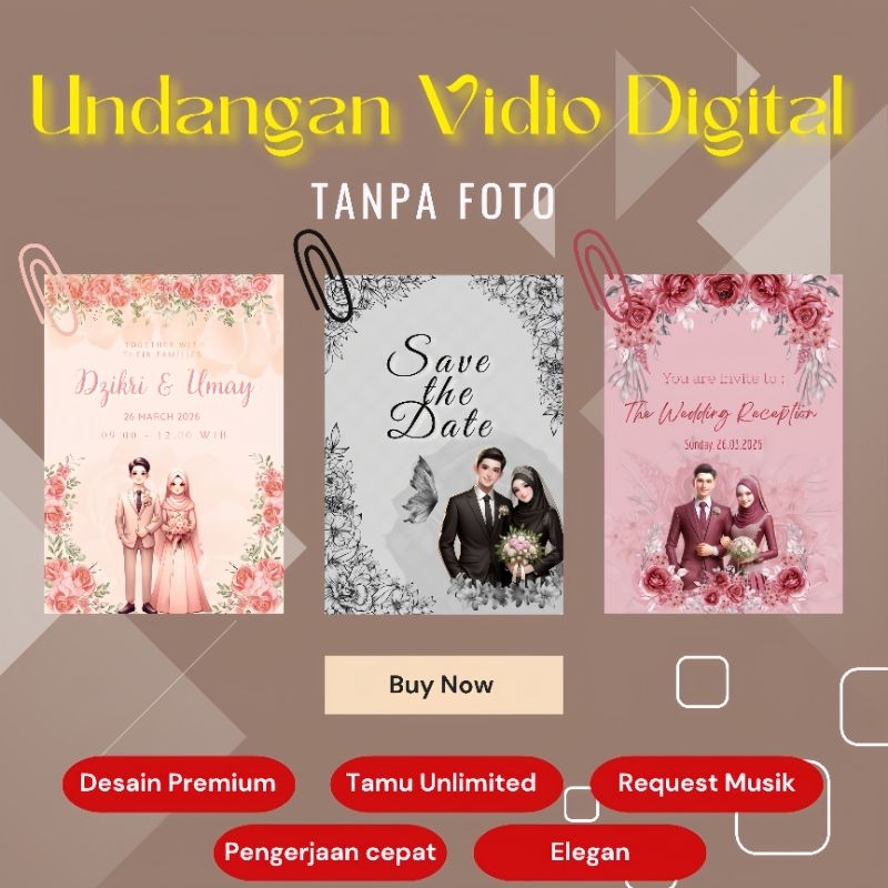 Undangan Pernikahan Digital vidio/ Undangan digital Aesthetic/ Undangan Digital Elegant/ Undangan Di