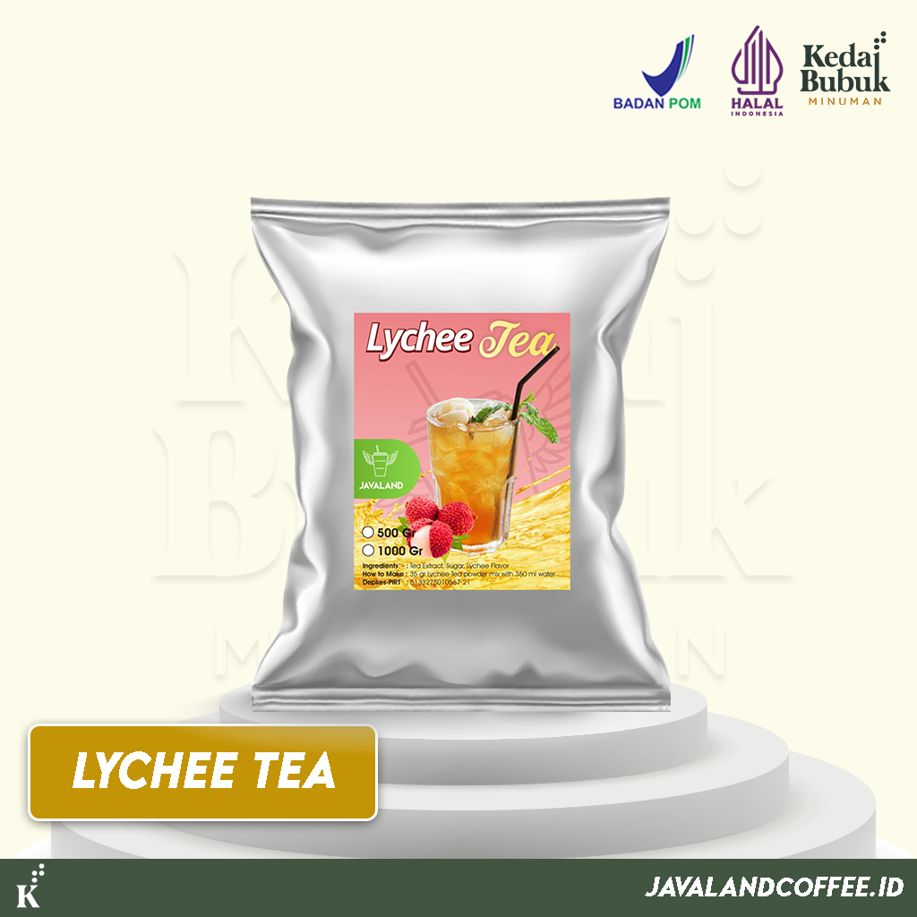 

Javaland Bubuk Minuman Rasa Lychee Tea / Teh Leci 1Kg - Regular Plain | Es Teh | Bubble Powder Drink Boba