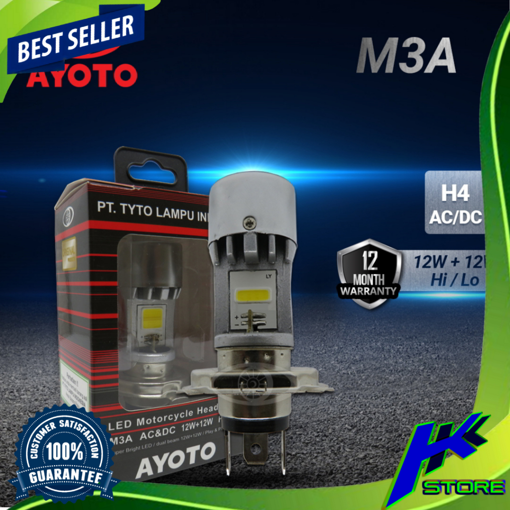 Lampu LED H4 / HS1 Motor Mobil 12w Lampu Utama LED Motor Mobil Lampu LED Motor Mobil  Ayoto