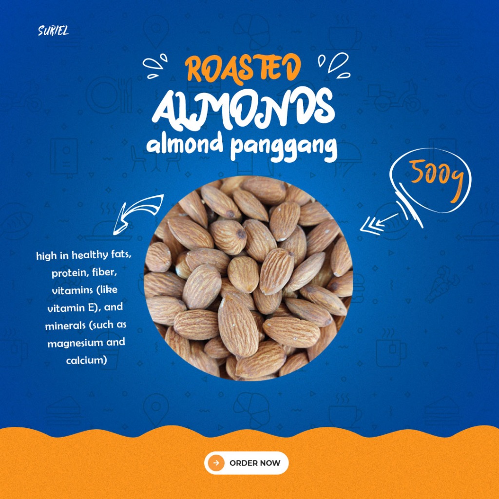 

500g roasted almonds / kacang almond panggang blue diamond