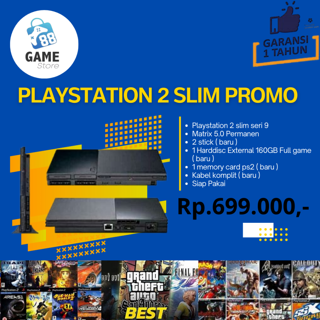 PS2 SLIM HARDDISC | PAKET KOMPLIT SIAP PAKAI | FULL GAME
