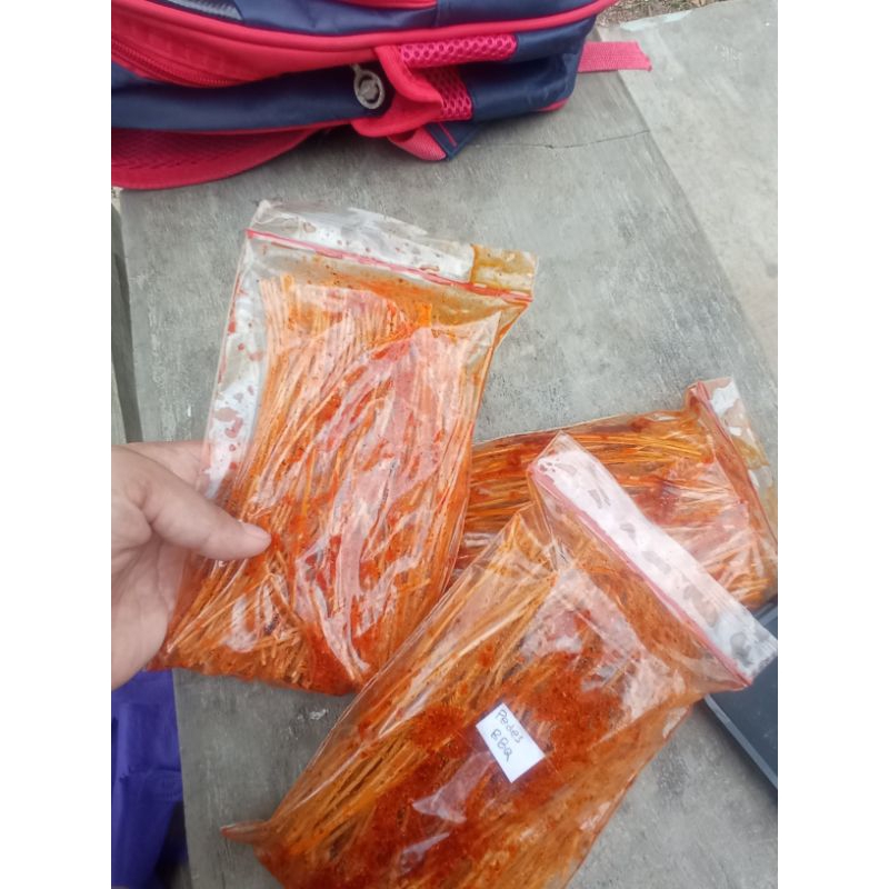 

mie lidi kemasan plastik pedas asin