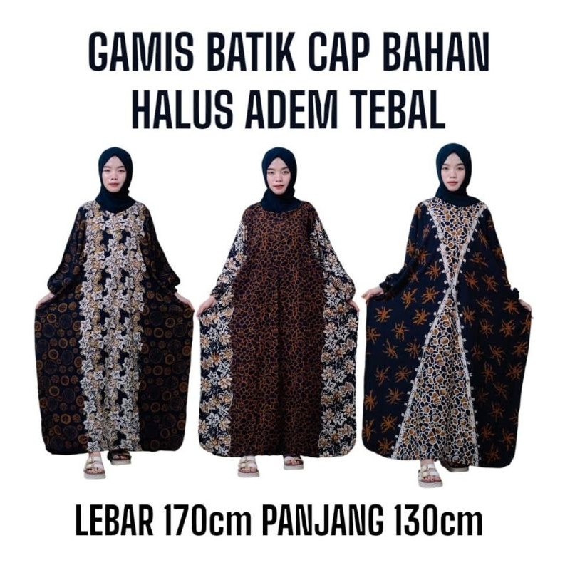 Gamis  Twill lowo Batik Cap Malaman Jumbo Ld 170 pb 130 Baju muslim Wanita asli Batik Pekalongan