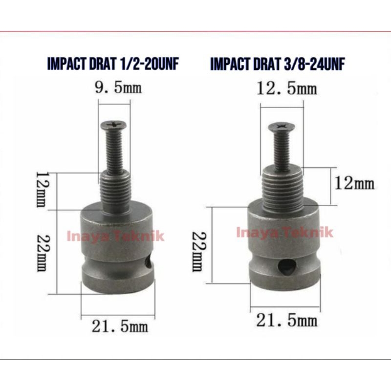 Adapter Adaptor Impact Sambung Bor Impak Ke Kepala Bor 10mm 13mm Konektor Driver 1/2" Converter