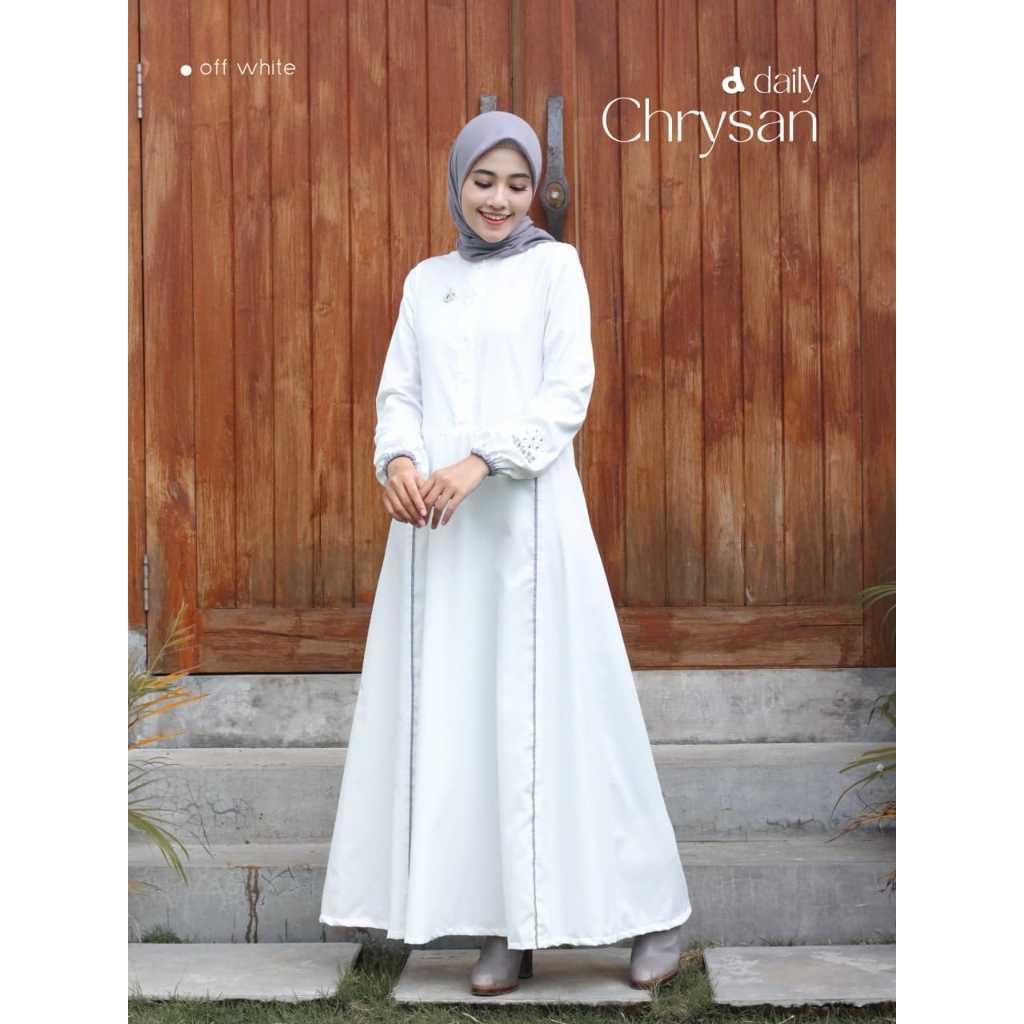 Abaya Dannis D'Chrysan / Abaya Dannis Putih / Abaya Dannis Dewasa / Gamis Putih