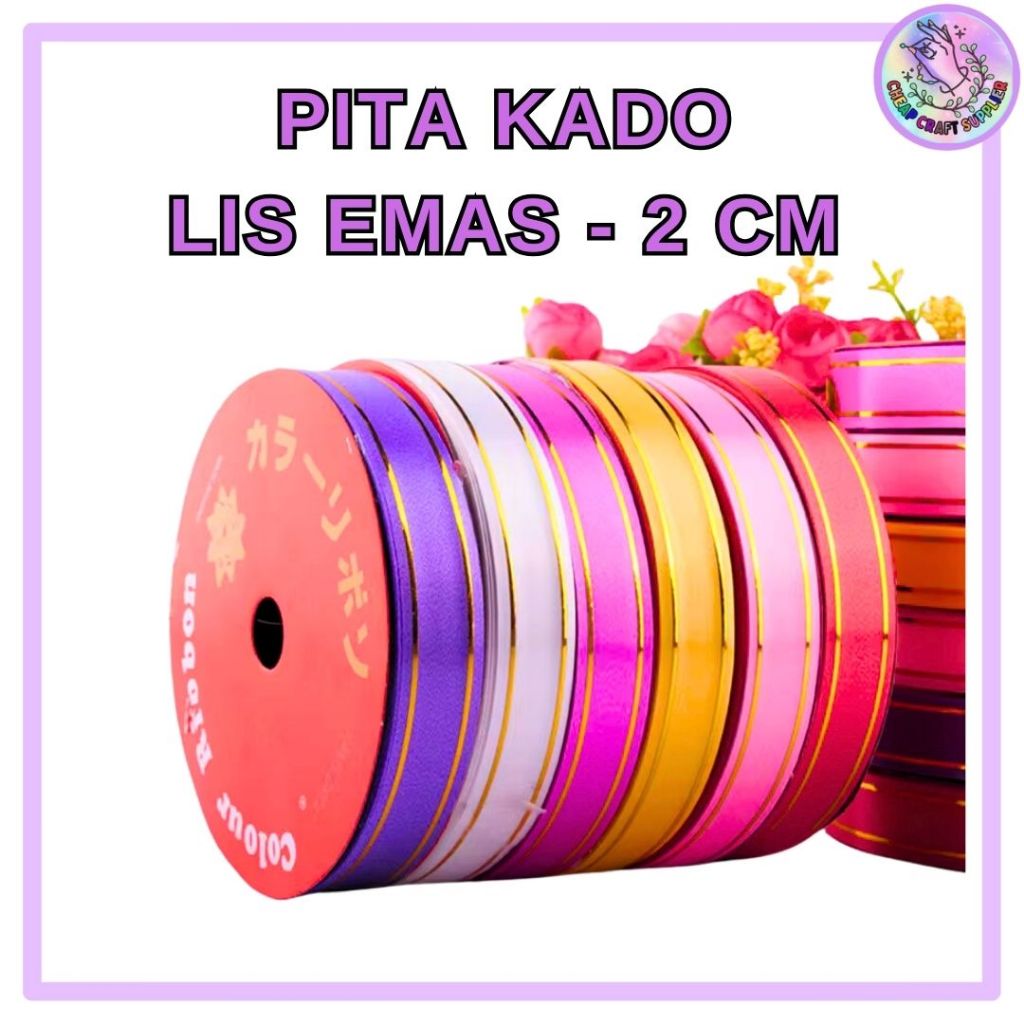 

Pita Kado Plastik List Mas 3/4 inch (2 cm) / Pita Jepang