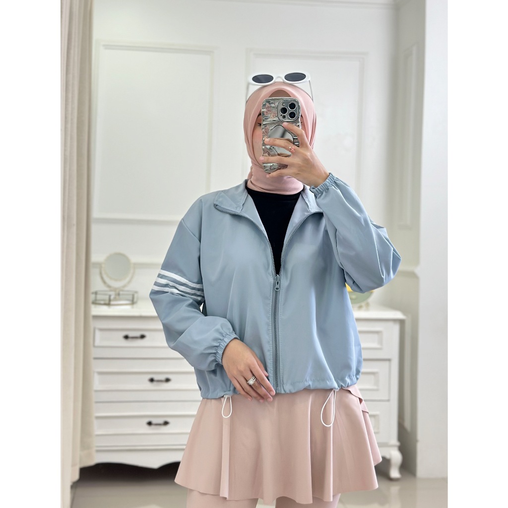 HRL ALFAN - Jaket Crop Parasut Olahraga Wanita Jumbo