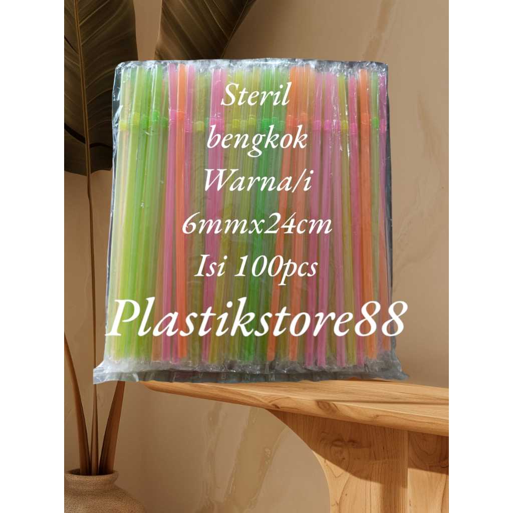 Sedotan Steril Bengkok Warna Warni / Sedotan Steril Bengkok Bungkus Plastik isi 100pcs
