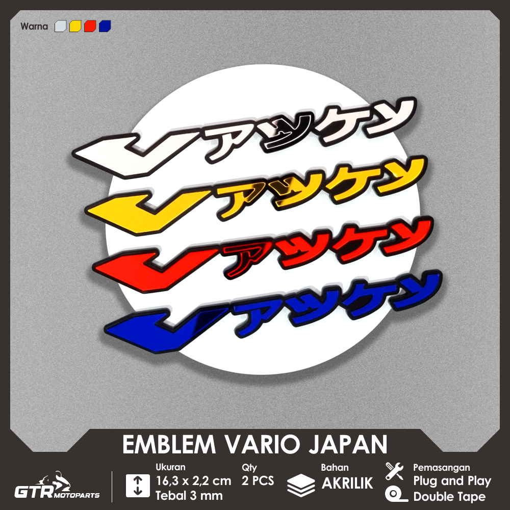 GTR Emblem Vario Japan 2 PCS 3D Logo Timbul Vario Jepang 125 150 160 110 OLD NEW