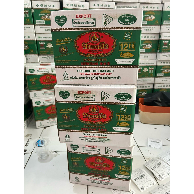 

6 Dus Chatramue Green Tea Thai 6x12x200gr Teh Hijau Thailand BPOm HALAL Agen Reseller