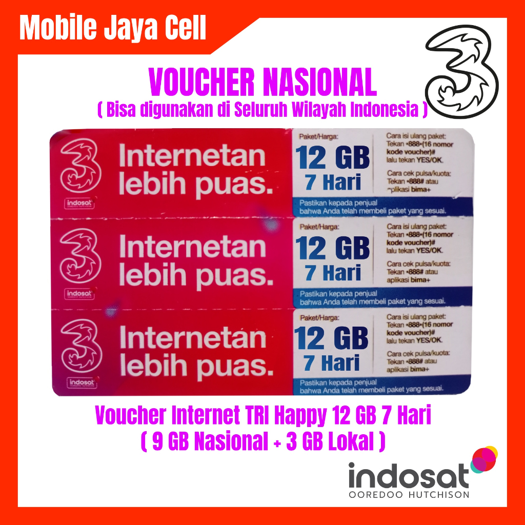 Voucher Internet Tri 12 GB 7 Hari