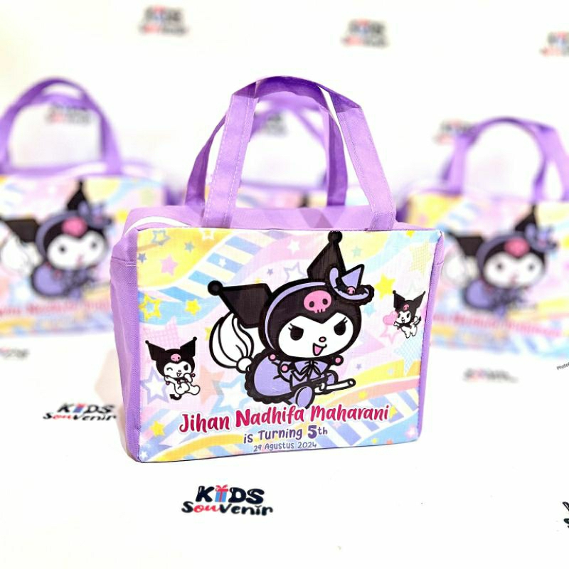 

Tas Souvenir Ulang Tahun Goodiebag Ultah Anak Reslsting Custom Kuromi Terbaru masuk box KFC