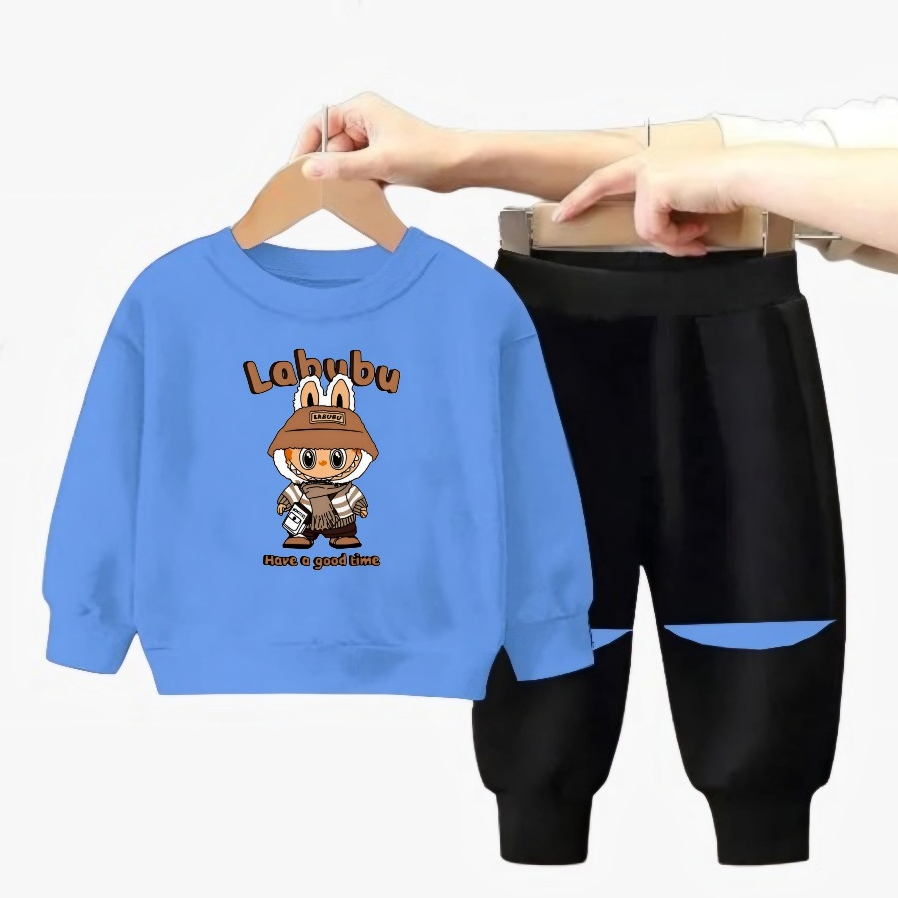 hokyfashion Sweater Setelan Crewneck Labubu Have A Good Time