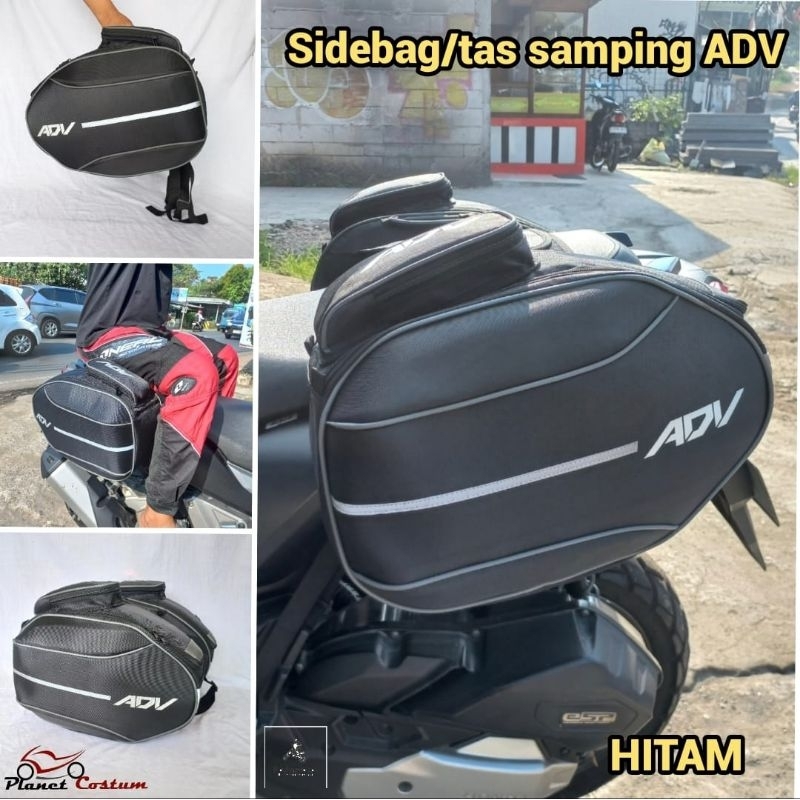 Sidebag ADV tas samping motor hitam muat jas hujan sepatu tas mudik touring waterproof motor beat ad