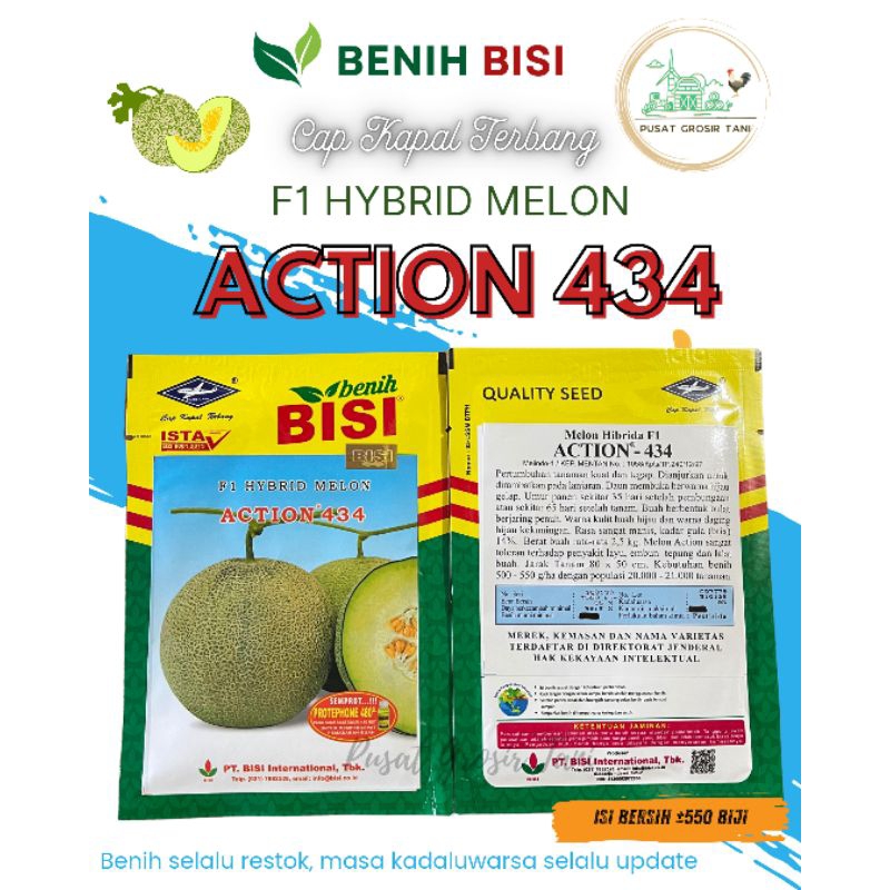 MELON ACTION 434 || Benih Bisi || Cap Kapal Terbang || isi ± 550 biji || F1 HYBRID MELON || Benih Be
