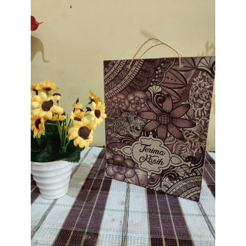 

COD!!! BARU sovenir pernikahan tas paperbag 150Pcs motif batik 21×17×6