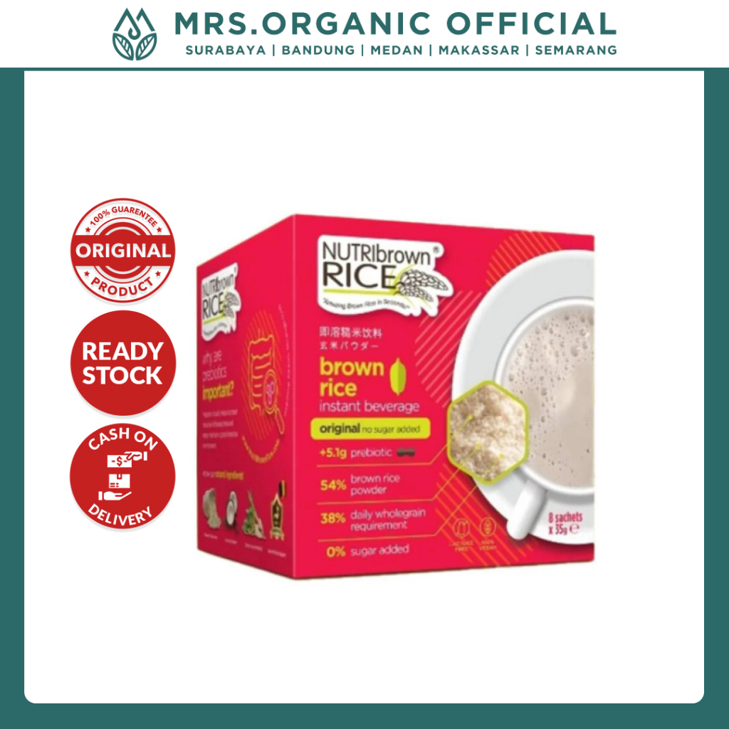 

Minuman Sereal Bubuk Beras Merah Prebiotik Nutribrownrice Original - No Sugar Added + Prebiotic 35G X 8 Sachet