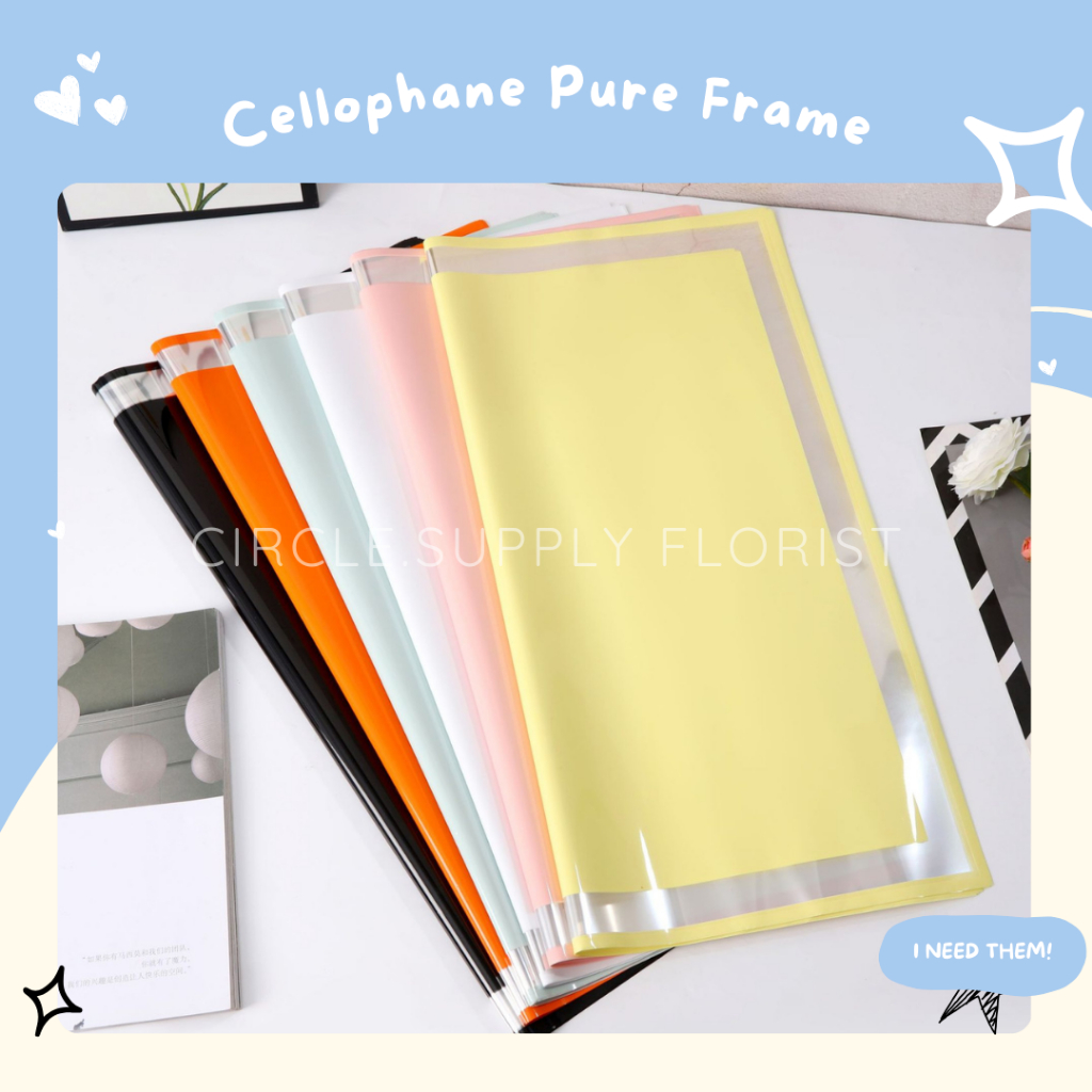 

[ECER] Cellophane PURE FRAME Flower Wrapping Paper OPP 58X58CM Kertas Bunga Glossy Buket Wisuda