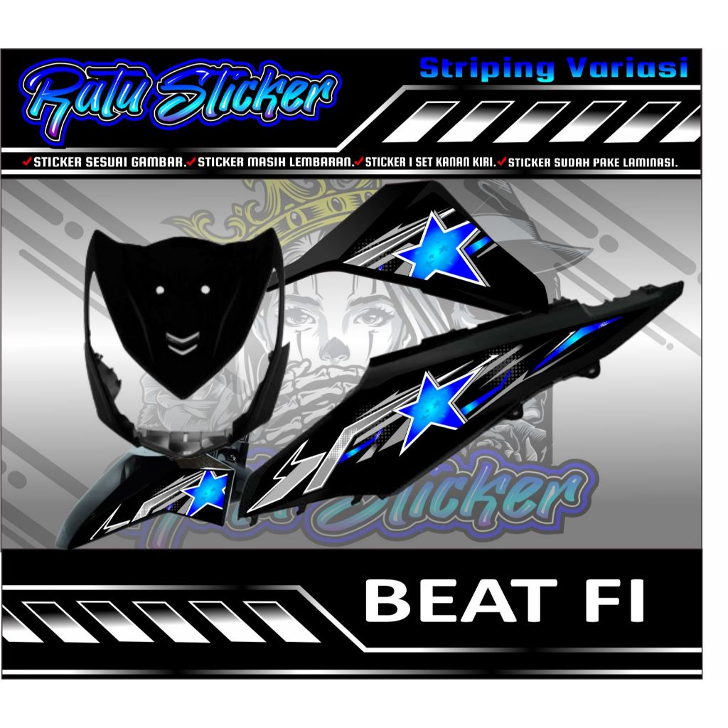 STRIPING MOTOR BEAT FI 2013-2014-2015 VARIASI BINTANG THAILAND ,STICKER BEAT FI