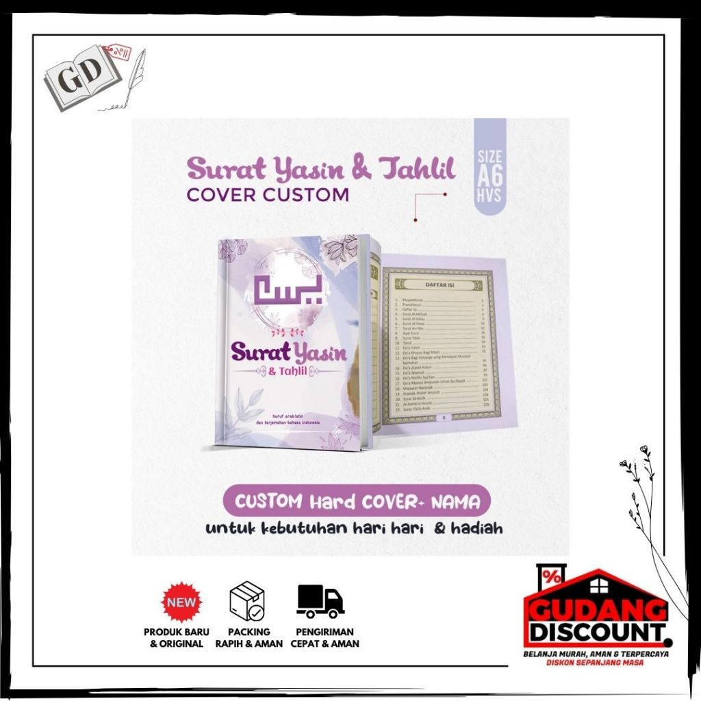 GD//Buku Surat Yasin Tahlil & Doa + Custom Soft Cover - Nama , Untuk Kebutuhan sehari-Hari dan Ziara