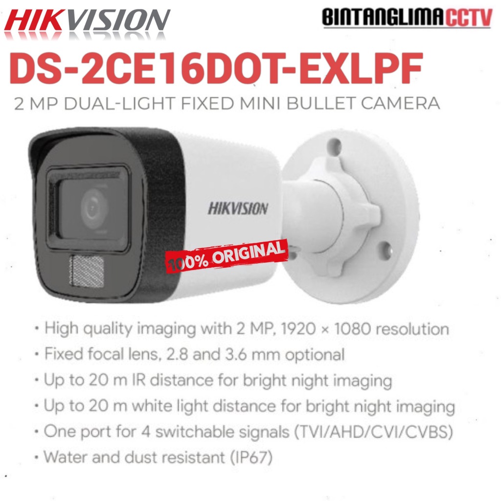 HIKVISION CCTV OUTDOOR / INDOOR COLORVU 2MP