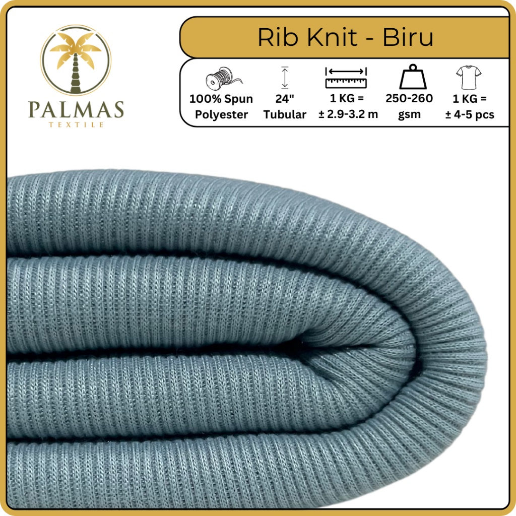 Kain Rib Knit - Biru (Bahan Kaos)
