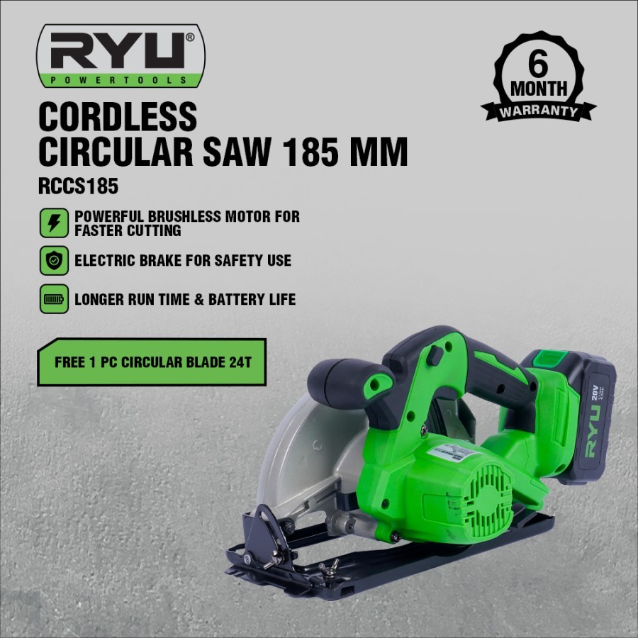 RYU-- Circular Saw Cordless 20V 7" RCCS185