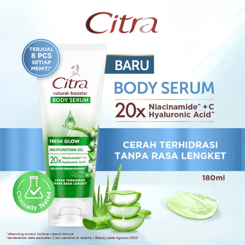 Citra Natural Booster Body Serum Fresh Glow with 20X Niacinamide + Vitamin C & 20X Hyaluronic Acid 1