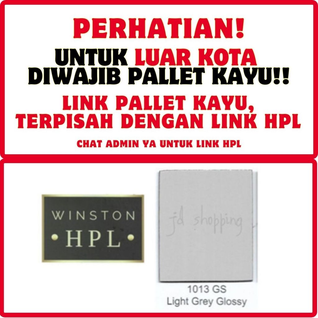 (LUAR KOTA WAJIB PALLET KAYU) HPL Winston Solid Best 1013 GS - Light Grey Glossy