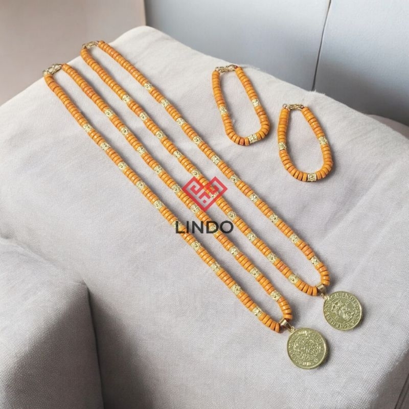 Set Kalung-Gelang Manik Ata Kombinasi Perak-Tembaga (Sepuh Emas) Toraja (Kode: DE1015710)