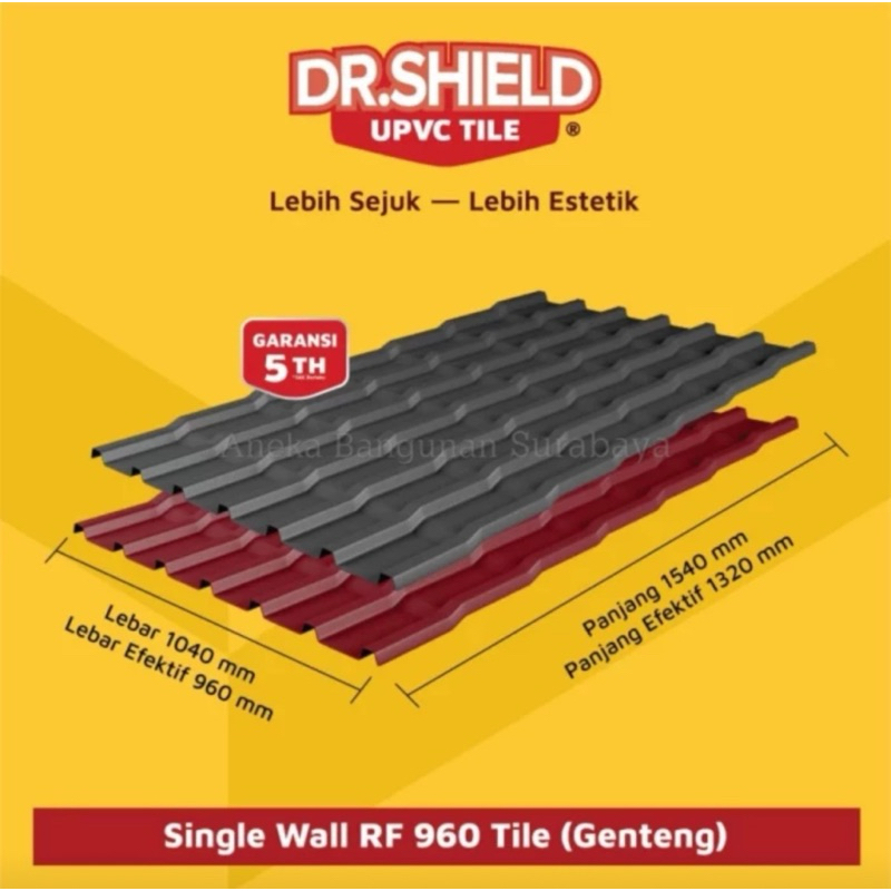 Atap genteng dingin RF960 UPVC drShield Genteng dingin spandex roof tile atap spandeks MERAH hitam a