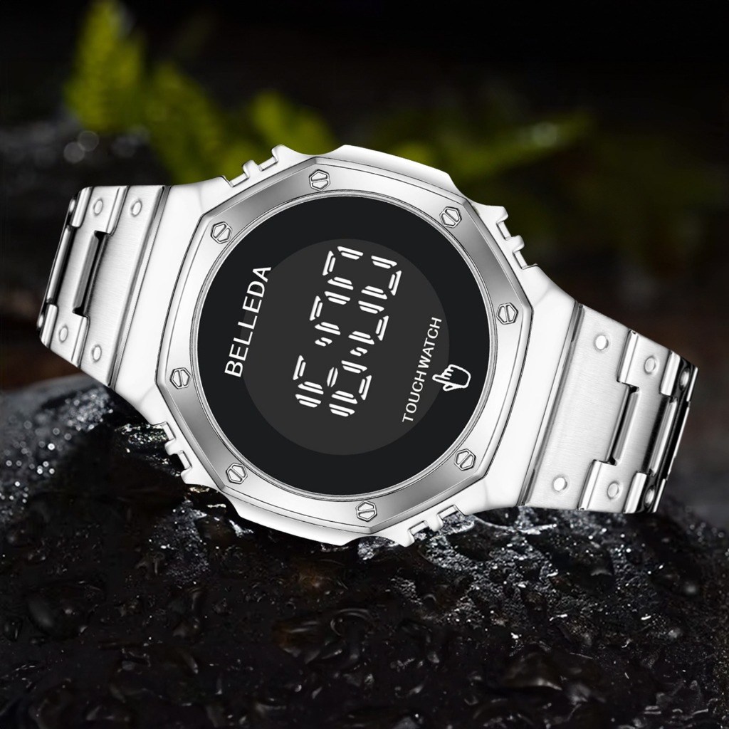 Jam Tangan Pria Belleda 9420 Touch Screen Digital Rantai Stainles Anti Air 3Atm Ori