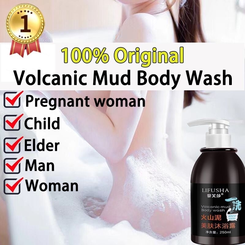 Gel Mandi Lumpur Vulkanik Whitening Body Wash Sabun Pemutih Badan