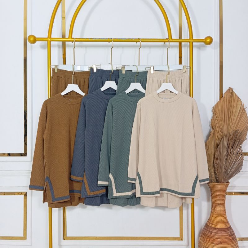 ONE SET SISIL CARGO KNIT PREMIUM - Mav Queen Shop/setelan wanita/oneset cargo/sport/setelan celana k