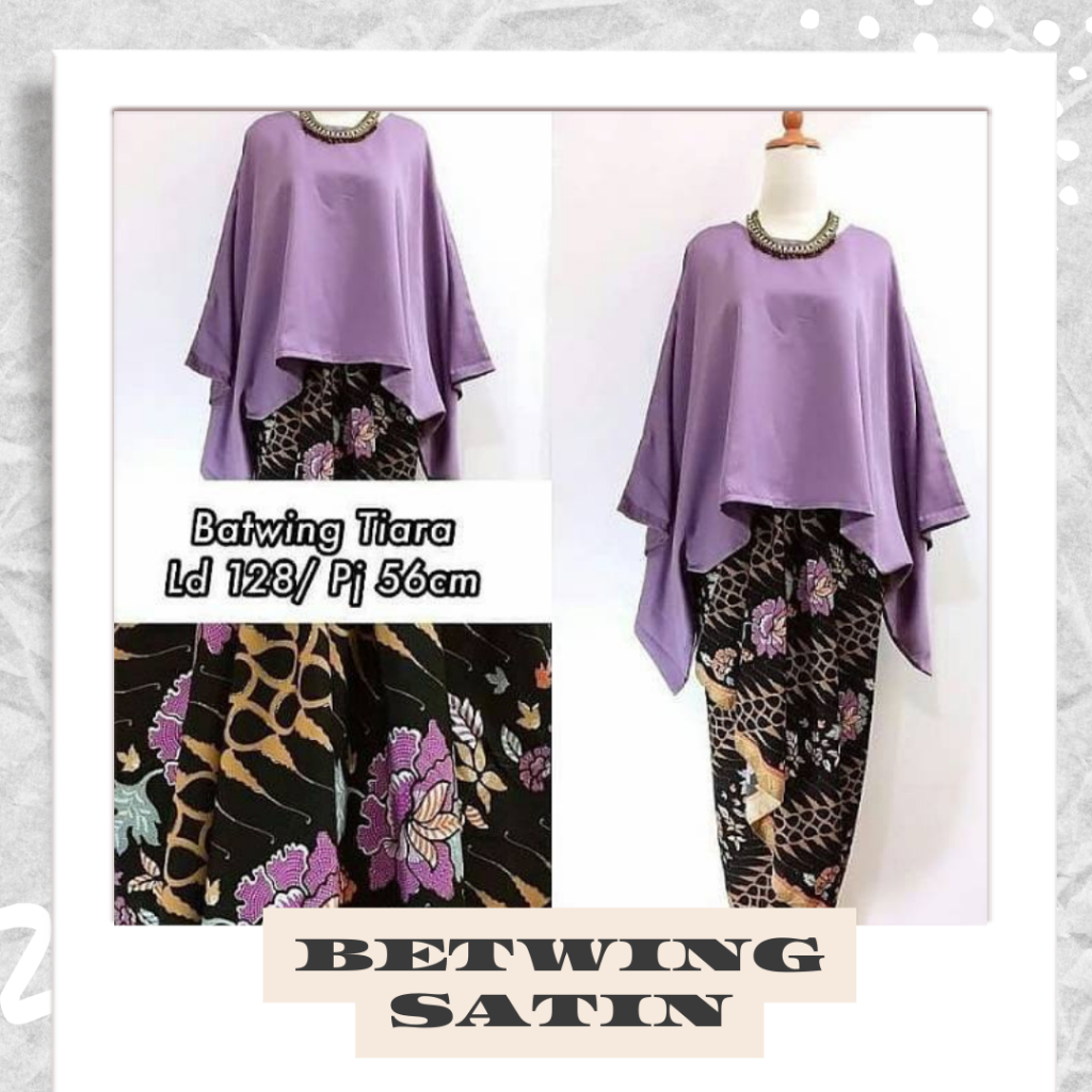 BATWING BETWING Satin Atasan Kebaya Wisuda Kondangan Motif Model Kelelawar Kebaya Modern Batwing  Ju