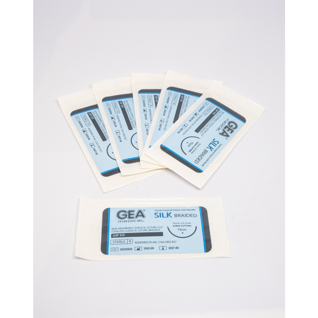 BENANG JAHIT KULIT / CATGUT SILK BRAIDED USP 2/0 dan 3/0 - GEA Medical
