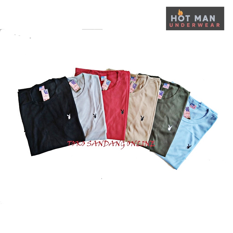 kaos polos playboy tshirt dalaman sekolah dalaman unisex cowok cewek
