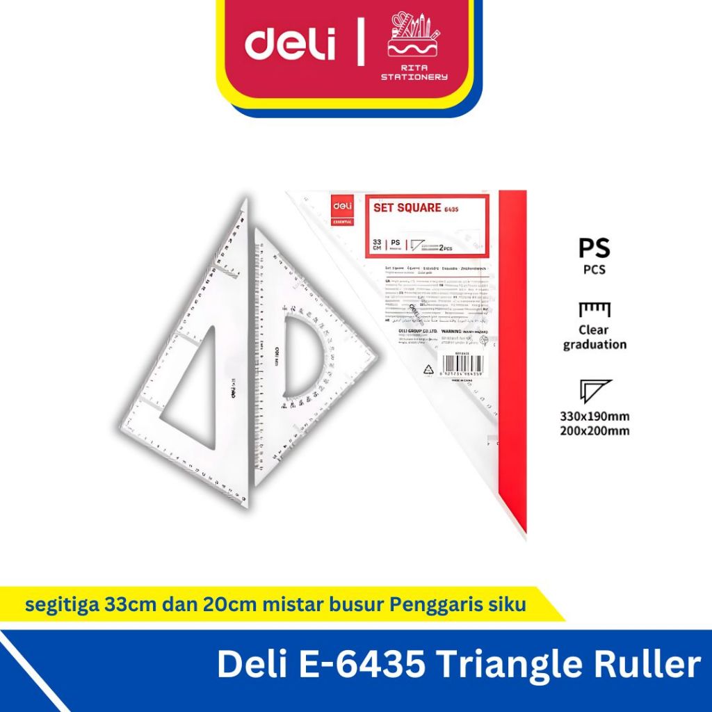 

Deli Triangle Ruller Penggaris segitiga Set E-6435 Setara ziegler