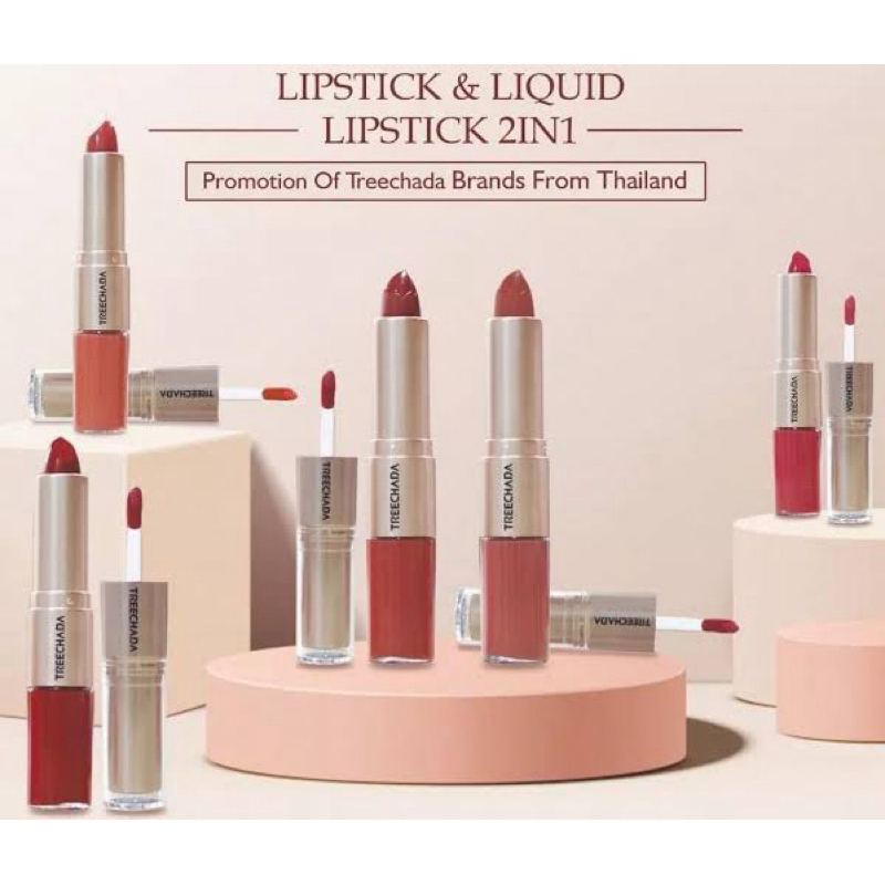 Treechada lipstik & lipcream 2in1 original brand of thailand